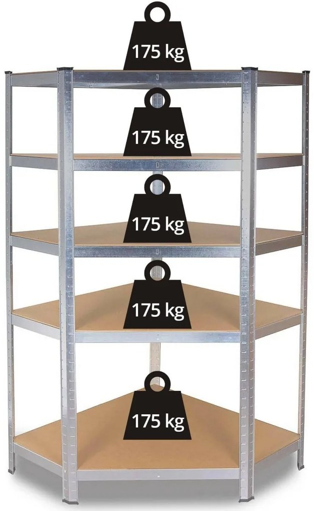 Rohový kovový regál Artenat 180 cm II