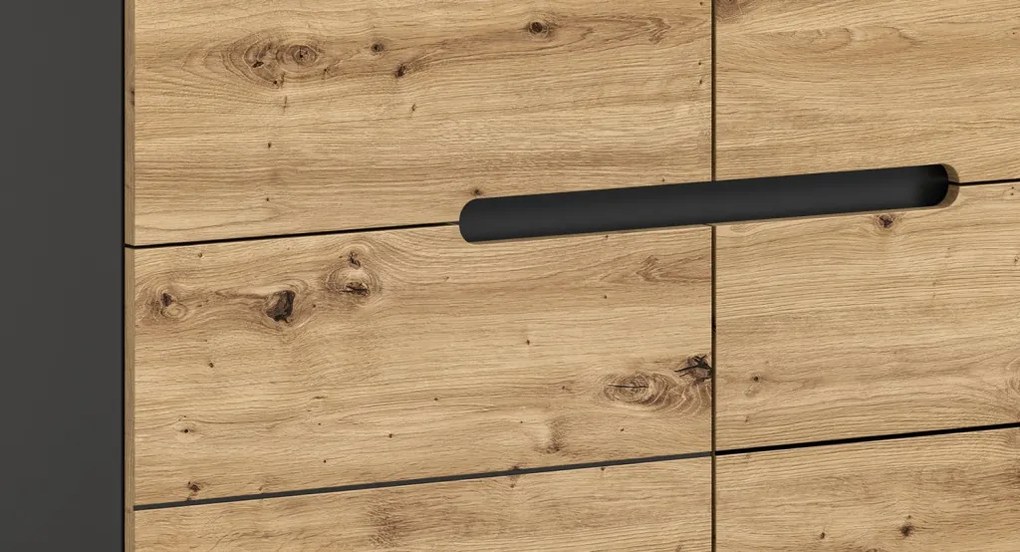 Komoda so zásuvkami Cano, 100 cm, šedá/dub artisan