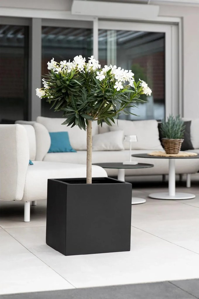 Kvetináč BLOCK, sklolaminát, 40x40x40 cm, antracit