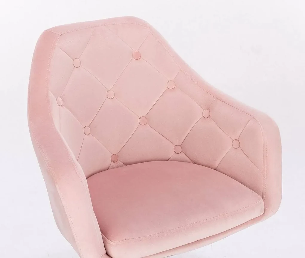 LuxuryForm DESIGN Kreslo ANDORA VELUR na striebornom tanieri - svetlo ružová