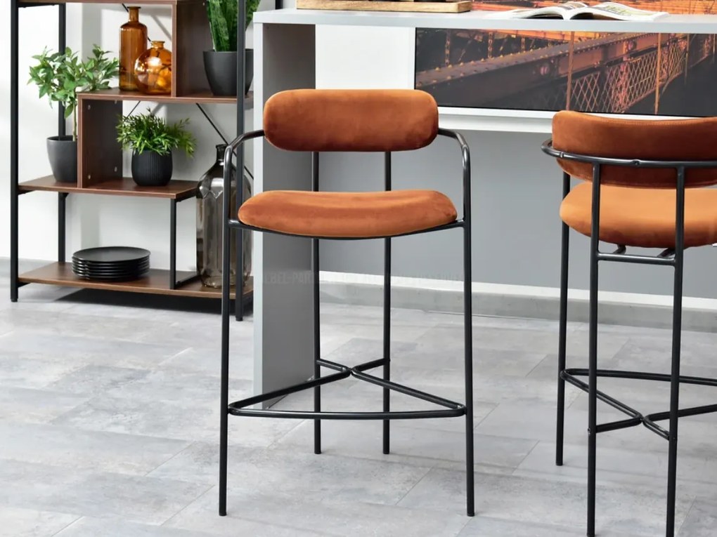 Dizajnová barová stolička ENZZO medená