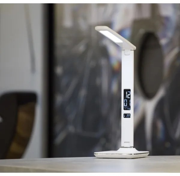 Immax 08934L - LED Stolná lampa s displejom KINGFISHER LED/9W/230V biela