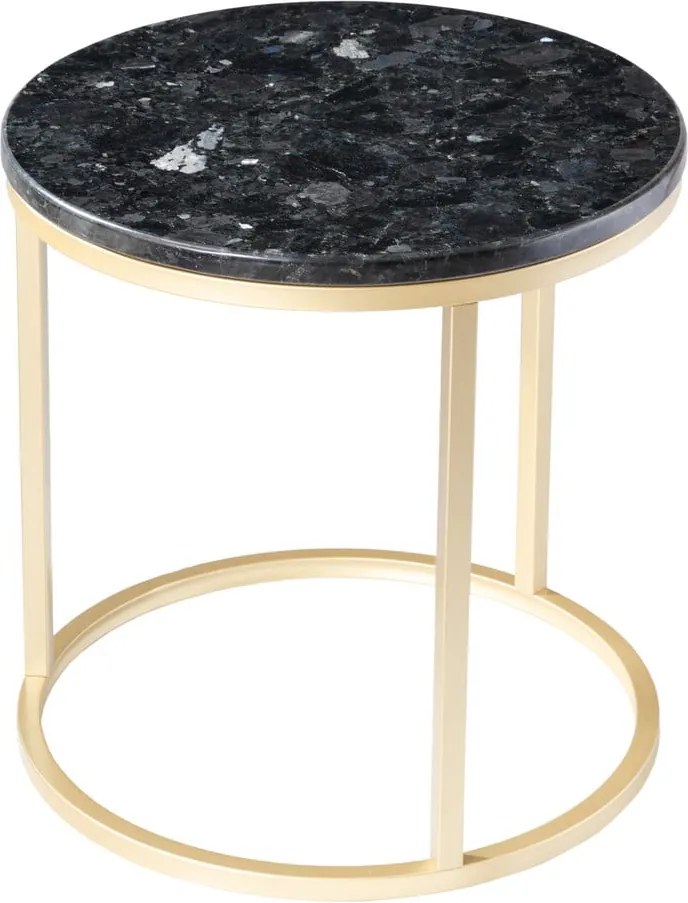 Čierny žulový stolík s podnožím v zlatej farbe RGE Crystal, ⌀ 50 cm