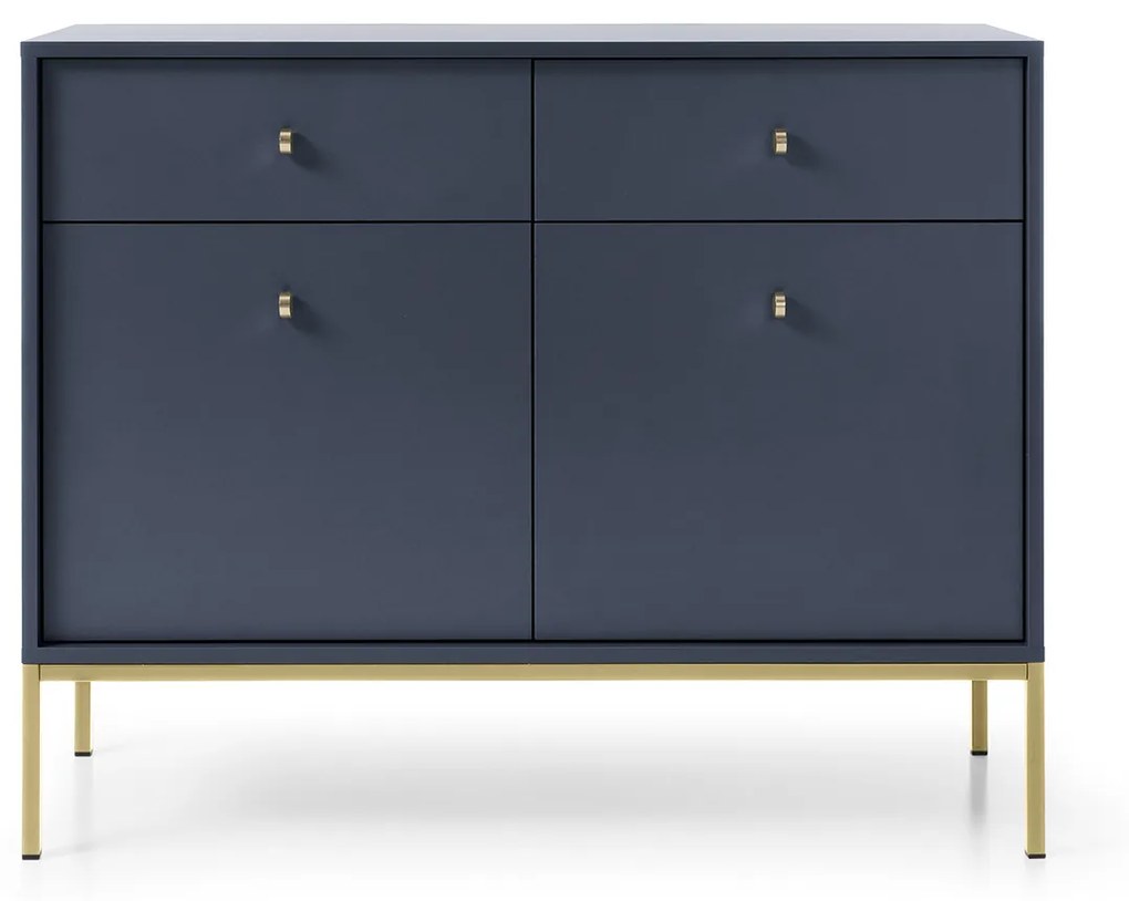 Komoda Mono II 104 cm so zásuvkami modrá/zlatá