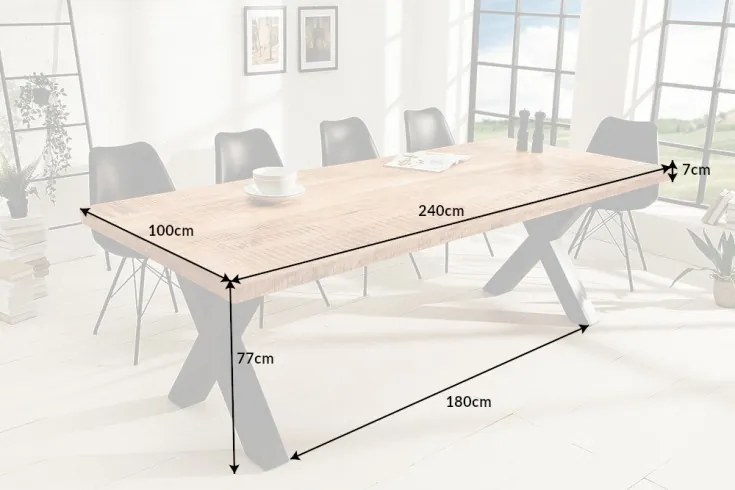 Jedálenský stôl Iron Craft X II 240cm Mango 70mm