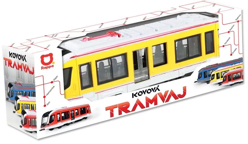 RAPPA Kovová električka - žltá, 20cm
