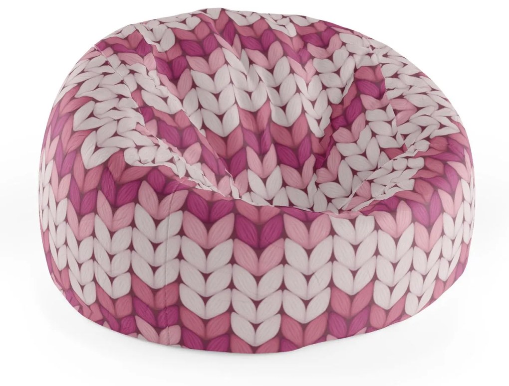 Sablio Sedací vak Cocoon Tříbarevné růžové pletení - 115 x 75 cm x 45 cm