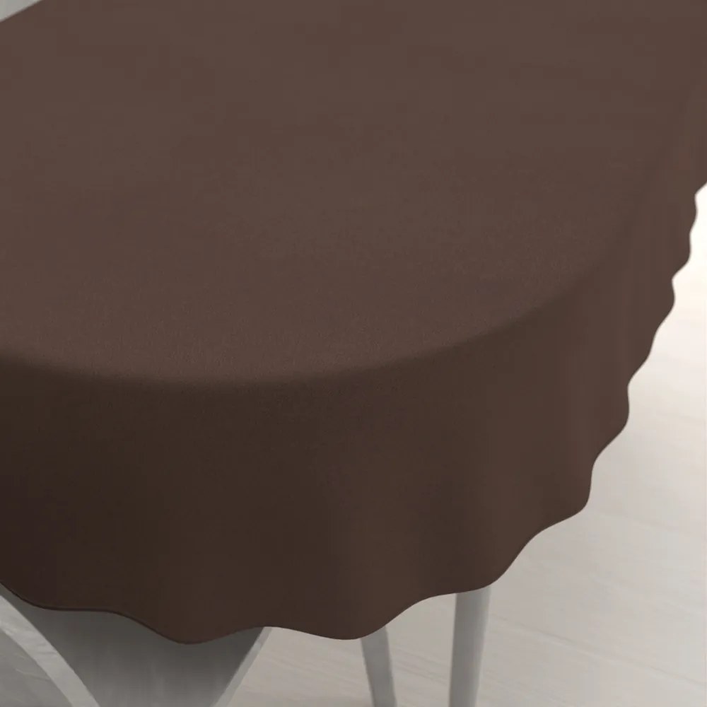 Biante Veľký dekoračný oválny obrus BKS-409 Čokoládovo hnedý 180x220 cm