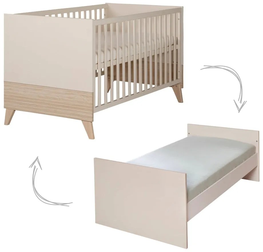 Béžová postieľka s nastaviteľnou výškou 70x140 cm Sidney – Roba