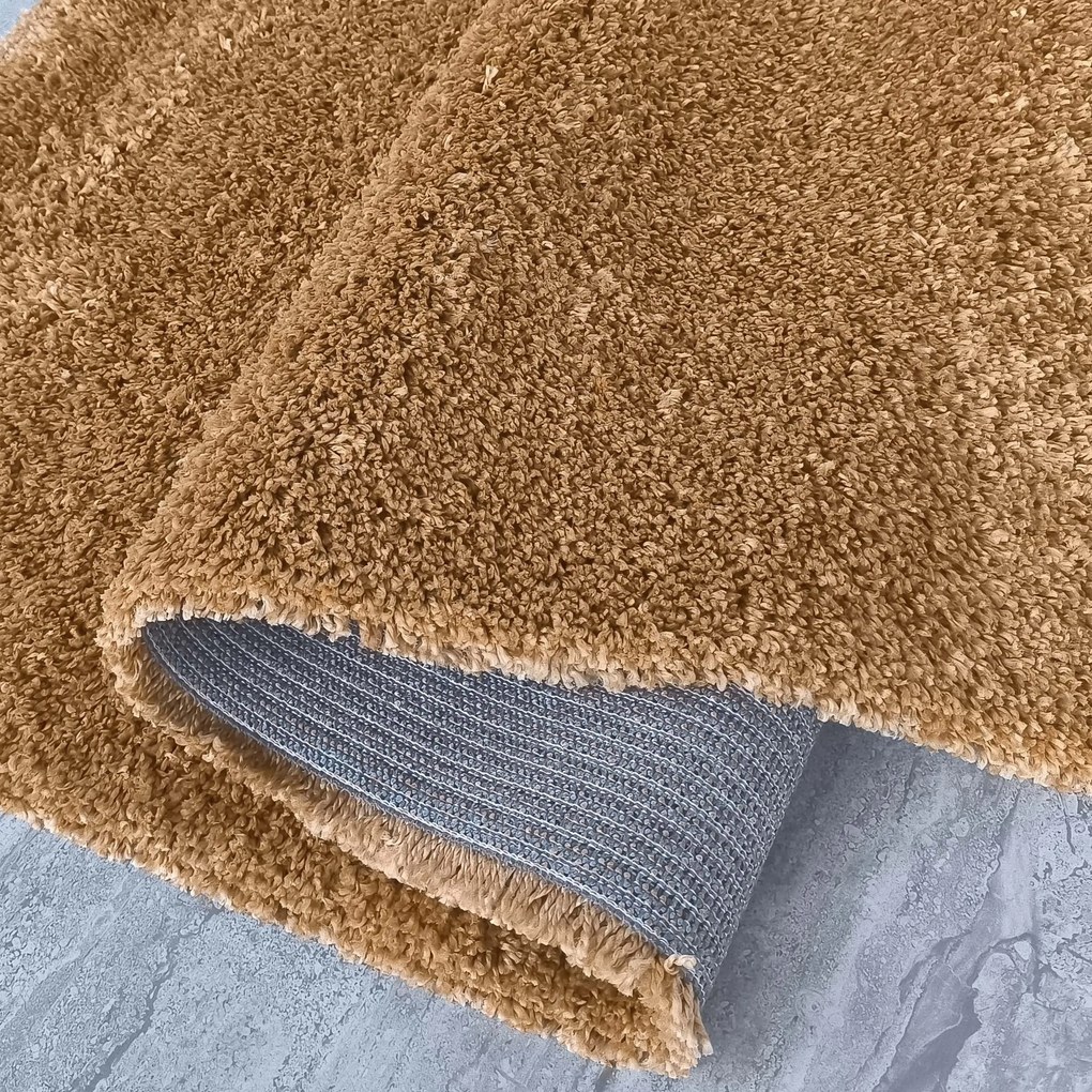 DY Žltý jednofarebný shaggy koberec Santo Rozmer: 160x230 cm