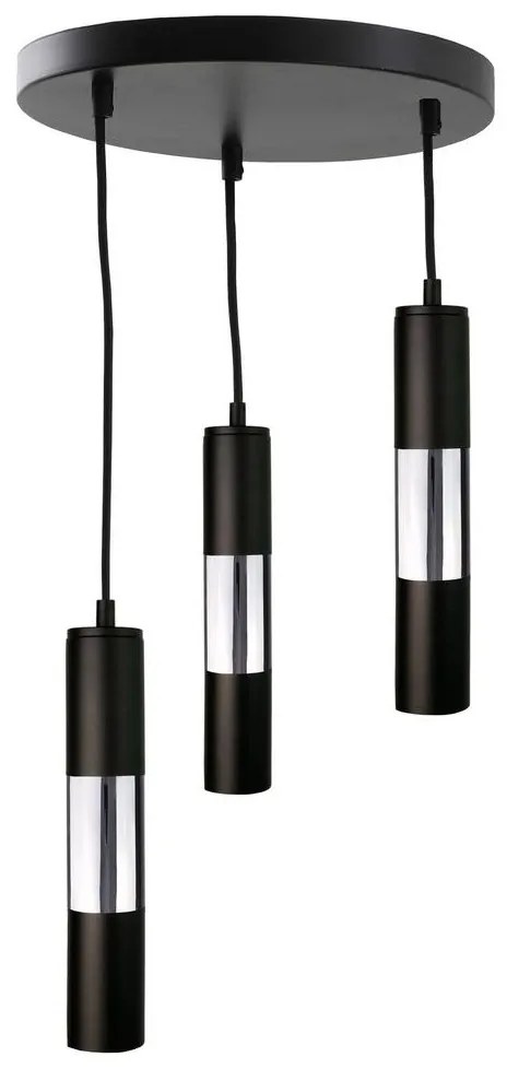 Luster na lanku MAGNUMA 3xGU10/50W/230V čierna/lesklý chróm