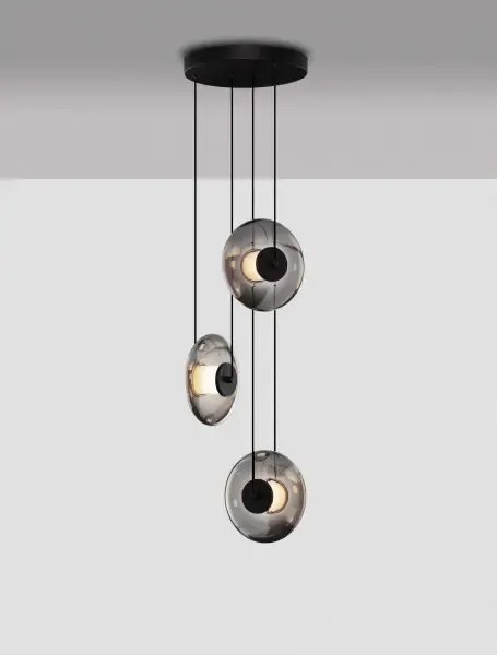 LED stmievateľný čierno-šedý moderný luster Skia 3