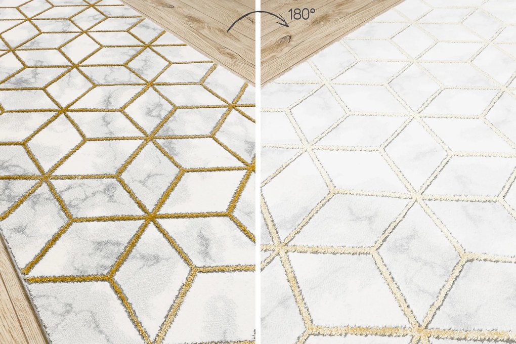 Behúň EMERALD 1014 Glamour exclusive, kocka, krémový - zlatý