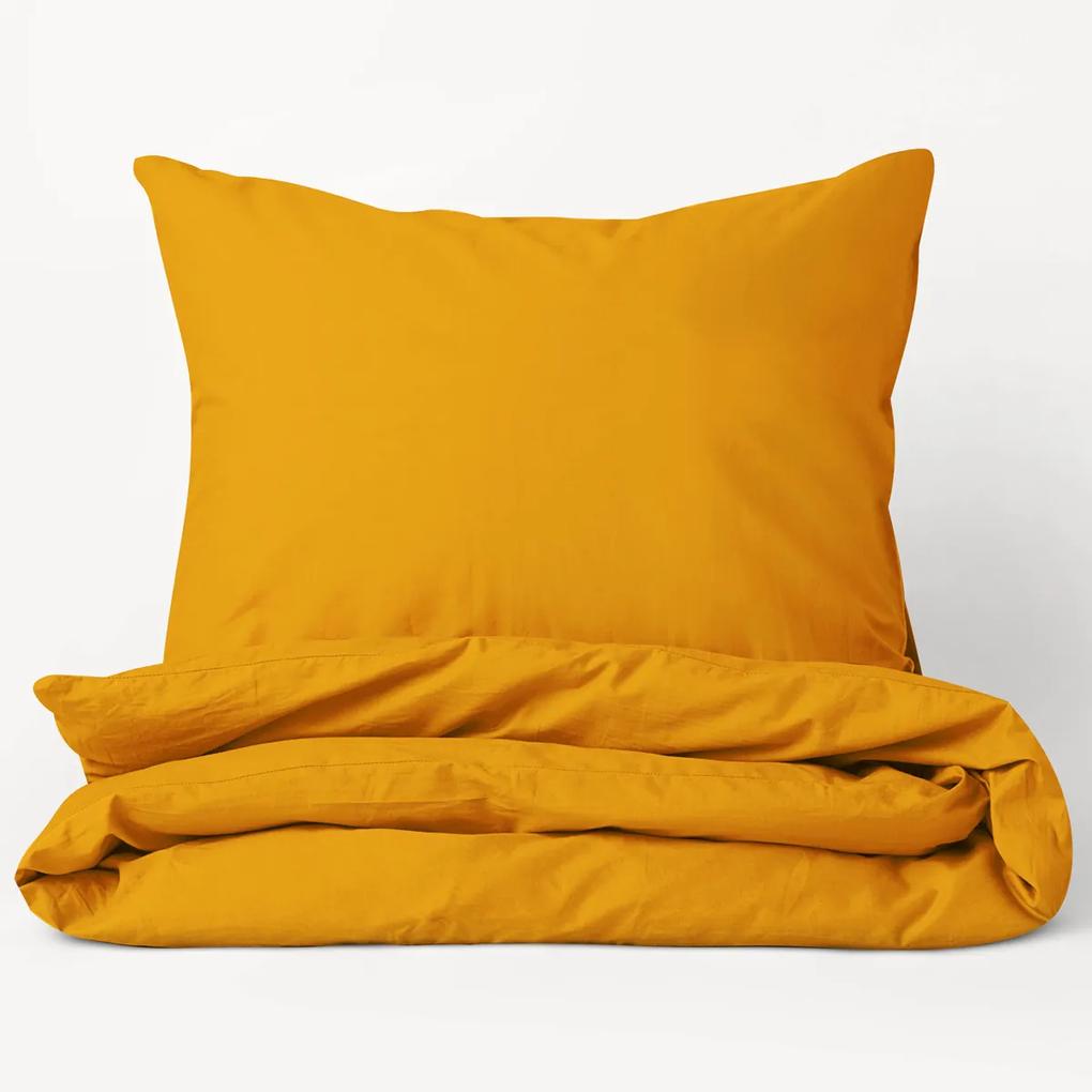 Goldea bavlnené posteľné obliečky - horčicové 140 x 200 a 70 x 90 cm