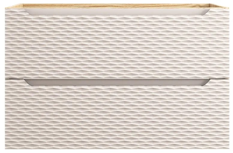 Závesná skrinka Ocean so zápustným umývadlom 70 cm béžová/dub olejovaný