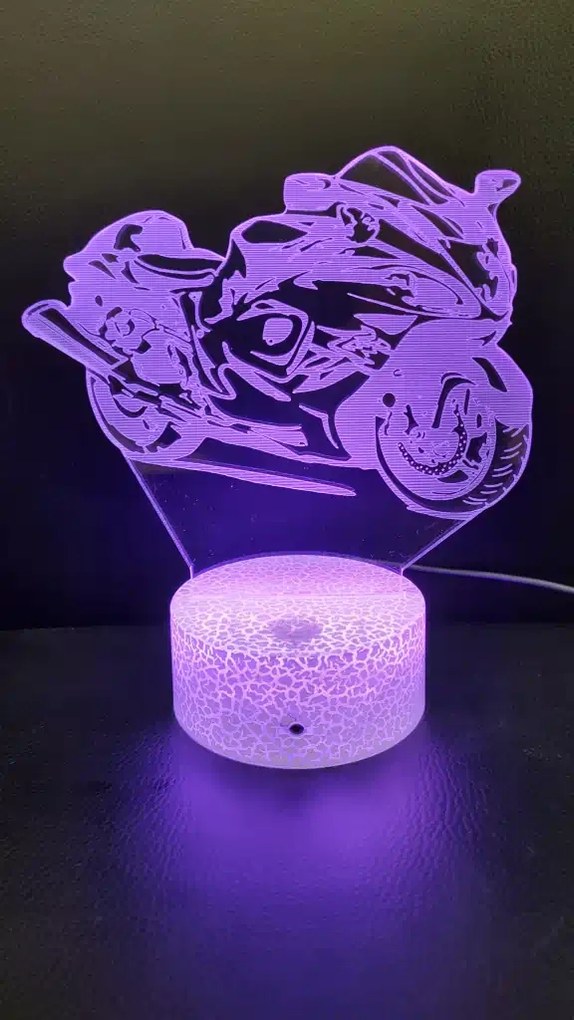 3Dmix 3DL-CRK023 – 3D LED nočná lampa - Motocykel (Crack základňa)