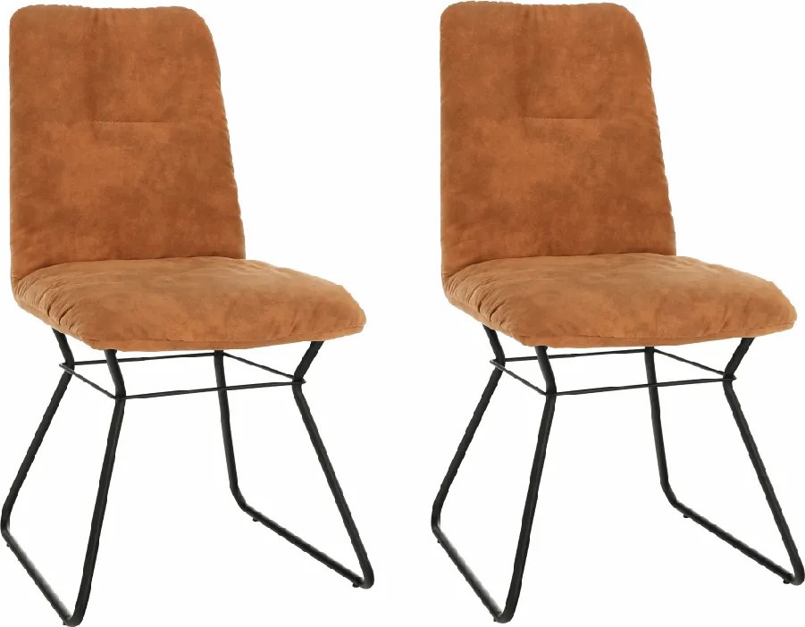 2 kusy, stolička, hnedá látka s efektom brúsenej kože/čierny kov, ALMIRA