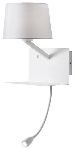 Redo 01-1807 TOMO AP nástenné interiérové svietidlo 1X42W E27 + 1X3W 225lm LED USB port biela