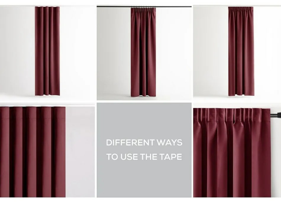 Restilo Záves Blackout Oxford Pleat vínová, 140 x 245 cm