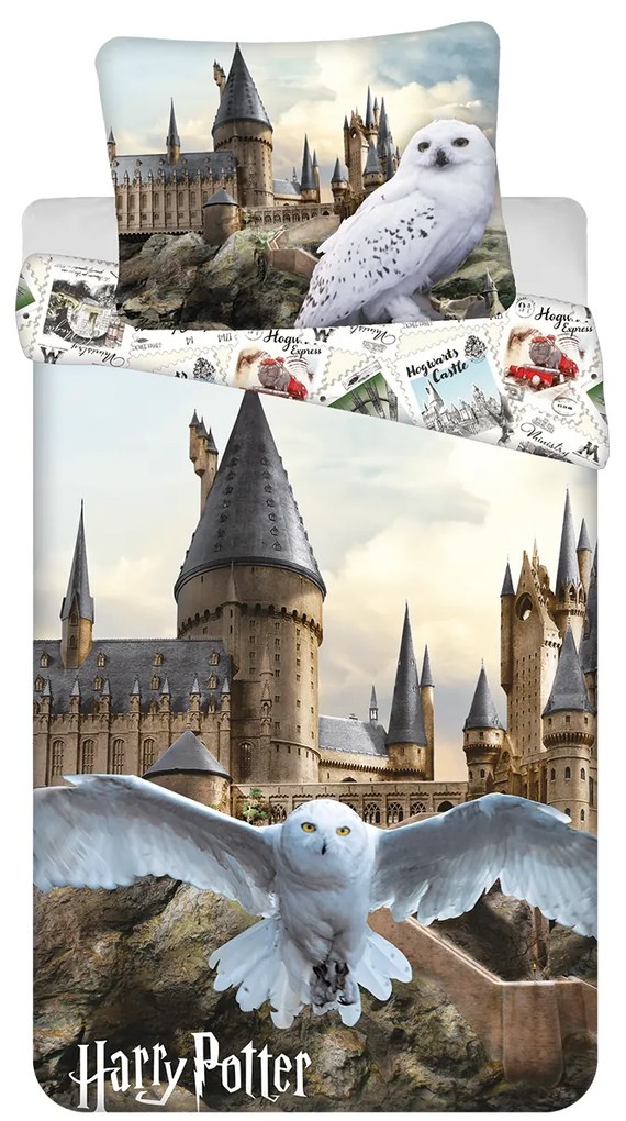 Jerry Fabrics Bavlnené obliečky 140x200 + 70x90 cm - Harry Potter "Hedwig 02"