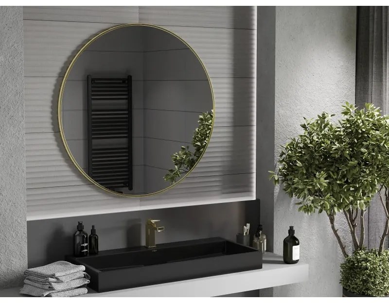 Mexen Loft, okrúhle kúpeľňové zrkadlo 100 cm, farba rámu zlatá lesklá, 9850-100-100-000-50