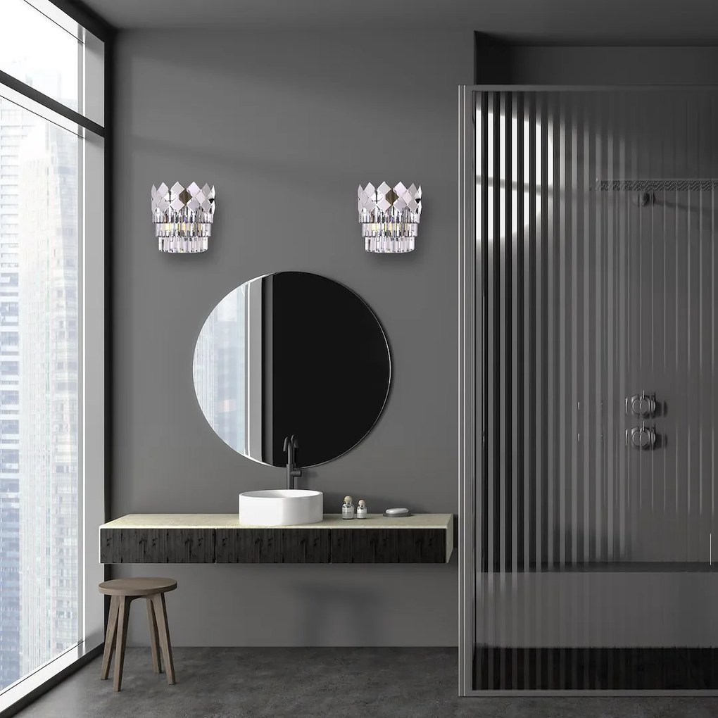 Nástenné svietidlo Carisma, 1x krištáľové/chrómové kovové tienidlo