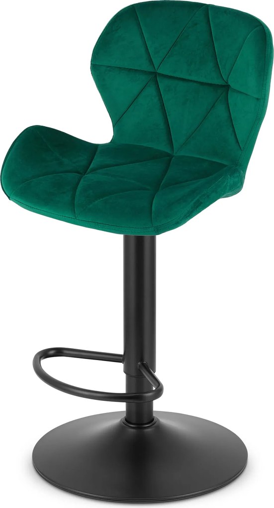 Sada 2 barových stoličiek WEST zamatová zelená / čierna podnož
