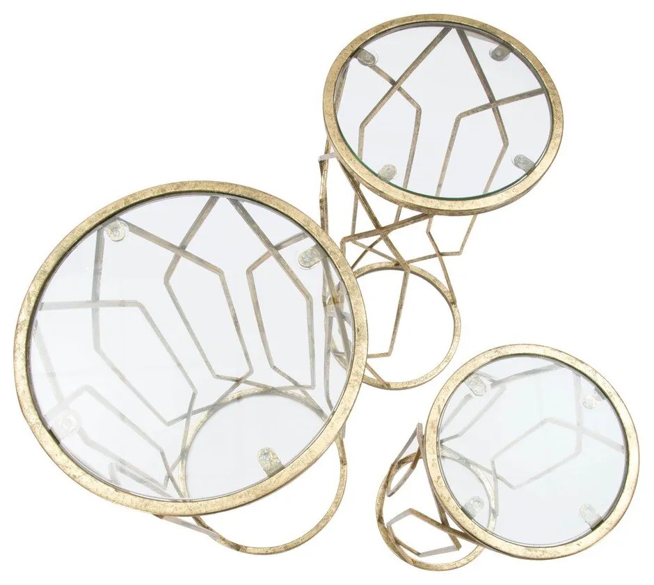 Okrúhle odkladacie stolíky v súprave 3 ks so sklenenou doskou ø 32 cm Tunisi – Mauro Ferretti