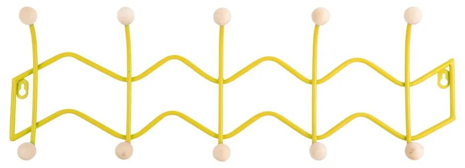 Žltý kovový nástenný vešiak 61 cm Zig Zag – PT LIVING
