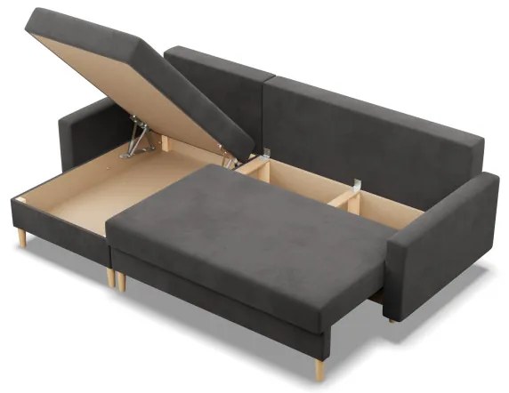 Rohová rozkladacia sedačka BLANK Comfort sivá