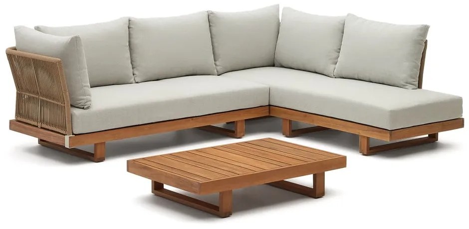 Záhradná lounge súprava z masívu akácie pre 5 v krémovo-prírodnej farbe Raco – Kave Home