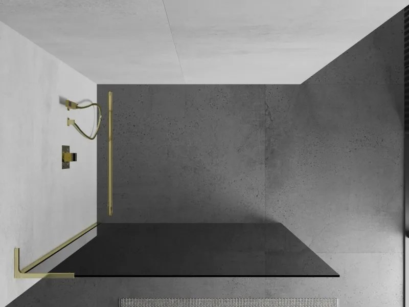 Mexen Kioto L, sprchová zástena Walk-In 100 x 200 cm, 8mm šedé sklo, zlatý lesklý profil,800-100-103-50-40