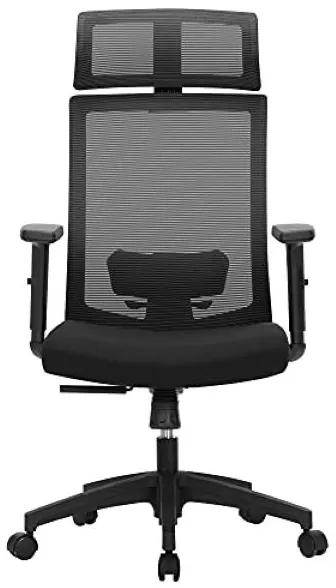 SONGMICS Kancelárska stolička sieťovaná, nastaviteľné opierky, čierna 65x53x116-126cm