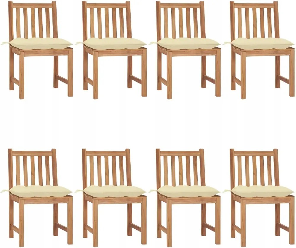 vidaXL Záhradné stoličky 8 ks s podložkami tíkový masív