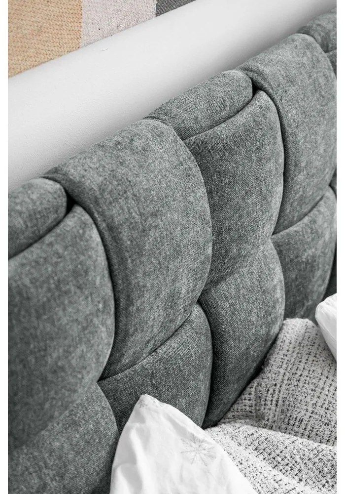 Sivozelená čalúnená dvojlôžková posteľ s roštom 140x200 cm Eve – Miuform