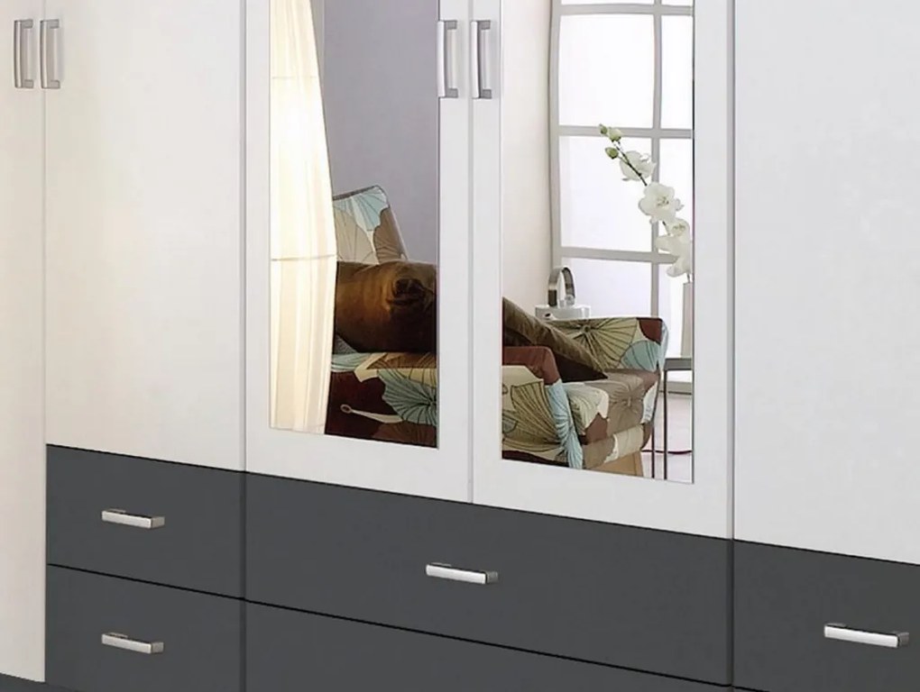 Šatníková skriňa Gamma, tmavo šedá/biela