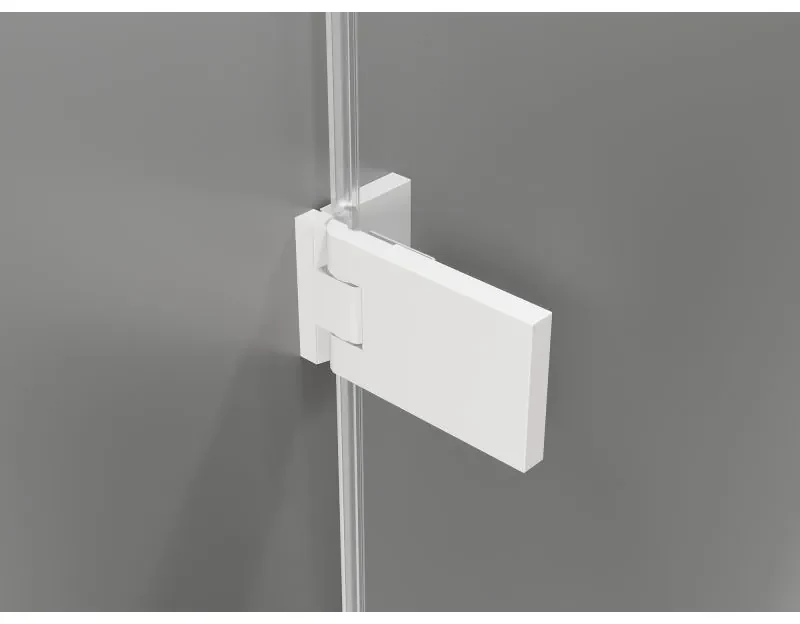 Mexen Lunar-F L, skladací sprchový kút ľavý 80 x 80 cm, 8mm číre sklo, biely profil, 836L-080-080-20-00-L