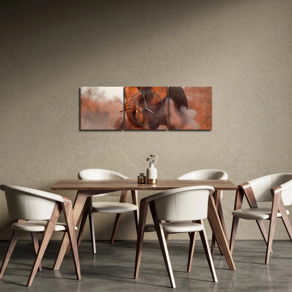 Obraz - Veľký slon africký (s hodinami) (90x30 cm)
