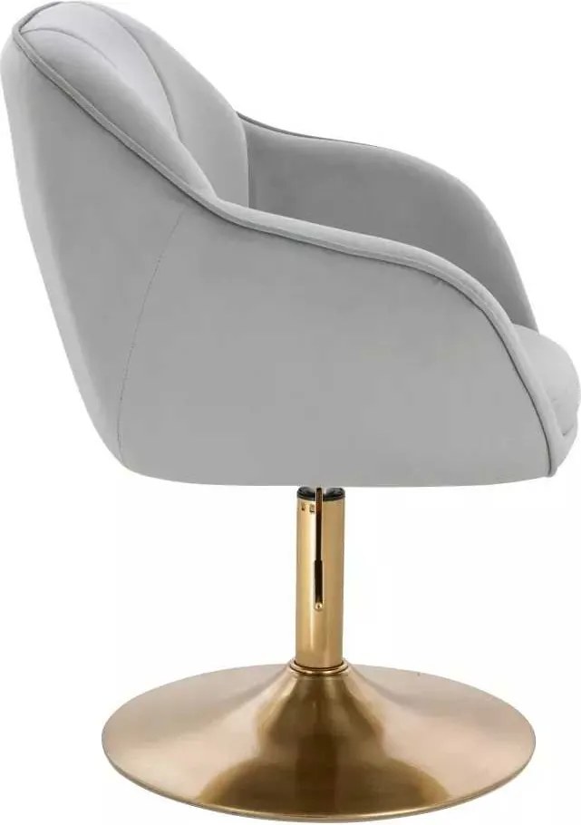 LuxuryForm DESIGN Stolička AVOLA VELUR na zlatom tanieri - svetlosivá