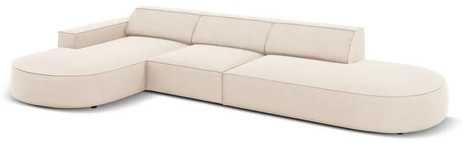 Béžová zamatová rohová pohovka (ľavý roh) Jodie - Micadoni Home