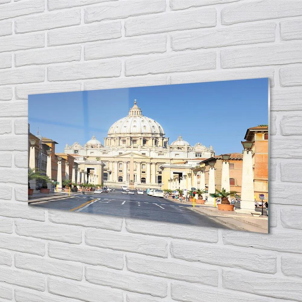 Sklenený obraz Katedrála Rím ulice budovy 120x60 cm