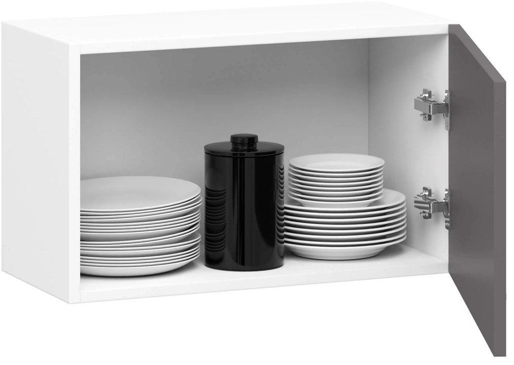 Závesná kuchynská skrinka OLIVIE 60x29 cm matná biela/matná grafitovo šedá