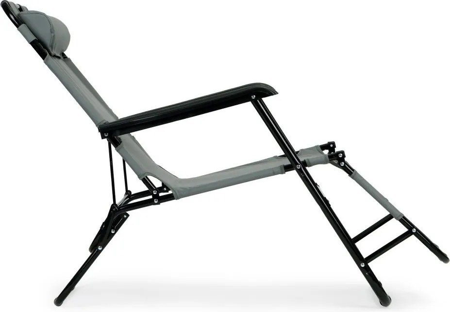 Ležadlo s opierkou hlavy, skladacia konštrukcia, sivé