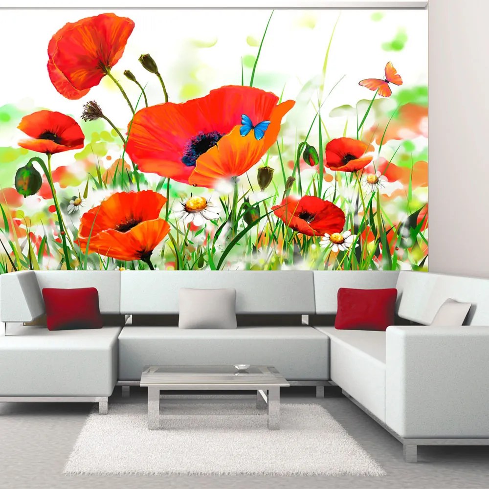 Artgeist Fototapeta - Country poppies Veľkosť: 196x154, Verzia: Samolepiaca