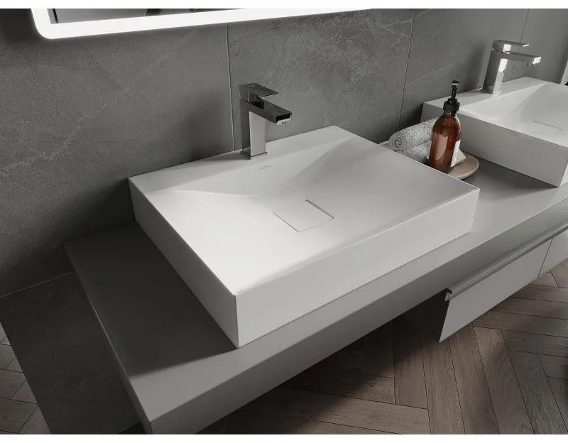 Mexen Poli, umývadlo na dosku z konglomerátu 60 x 48 cm, biela, 23026001