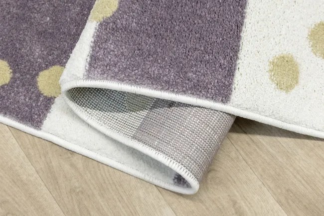 Koberec LIMA M044A krémový / fialový / zlatý polkruh