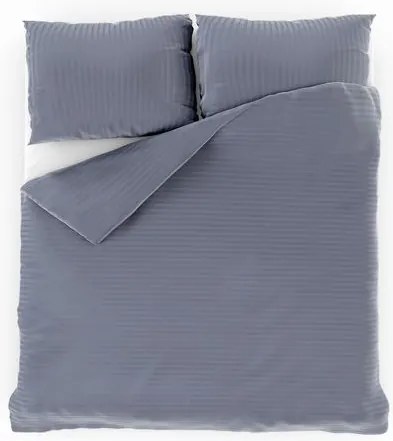 Posteľné saténové obliečky s prúžkom  Tmavo sivé 200x220/2x70x90 cm