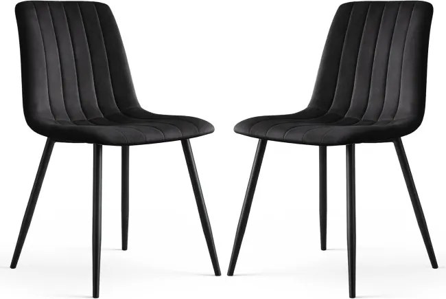Sada dvoch jedálenských stoličiek LIVO zamatové, čierne / čierne nohy (2 ks)