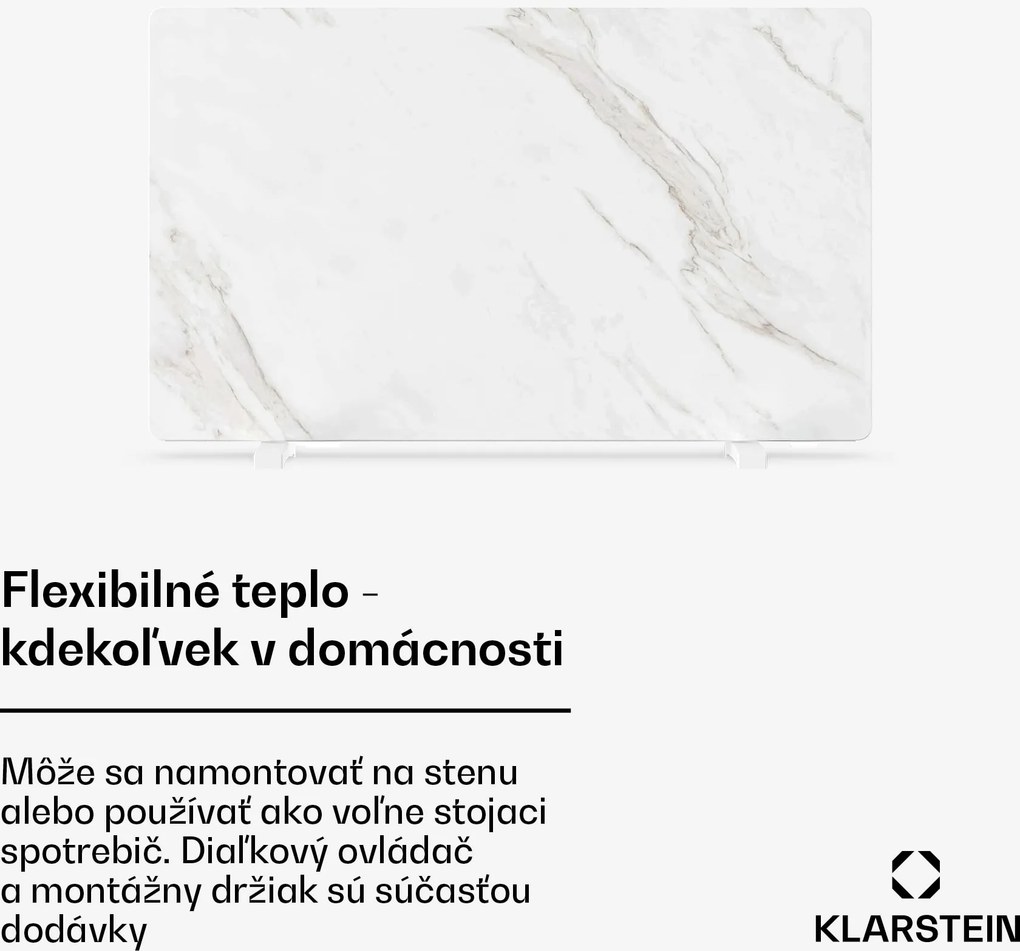 Klarstein MarmoHeat infračervený panel | 600 W | 5 - 9 m² | mramorový dizajn | 70 cm x 100 cm