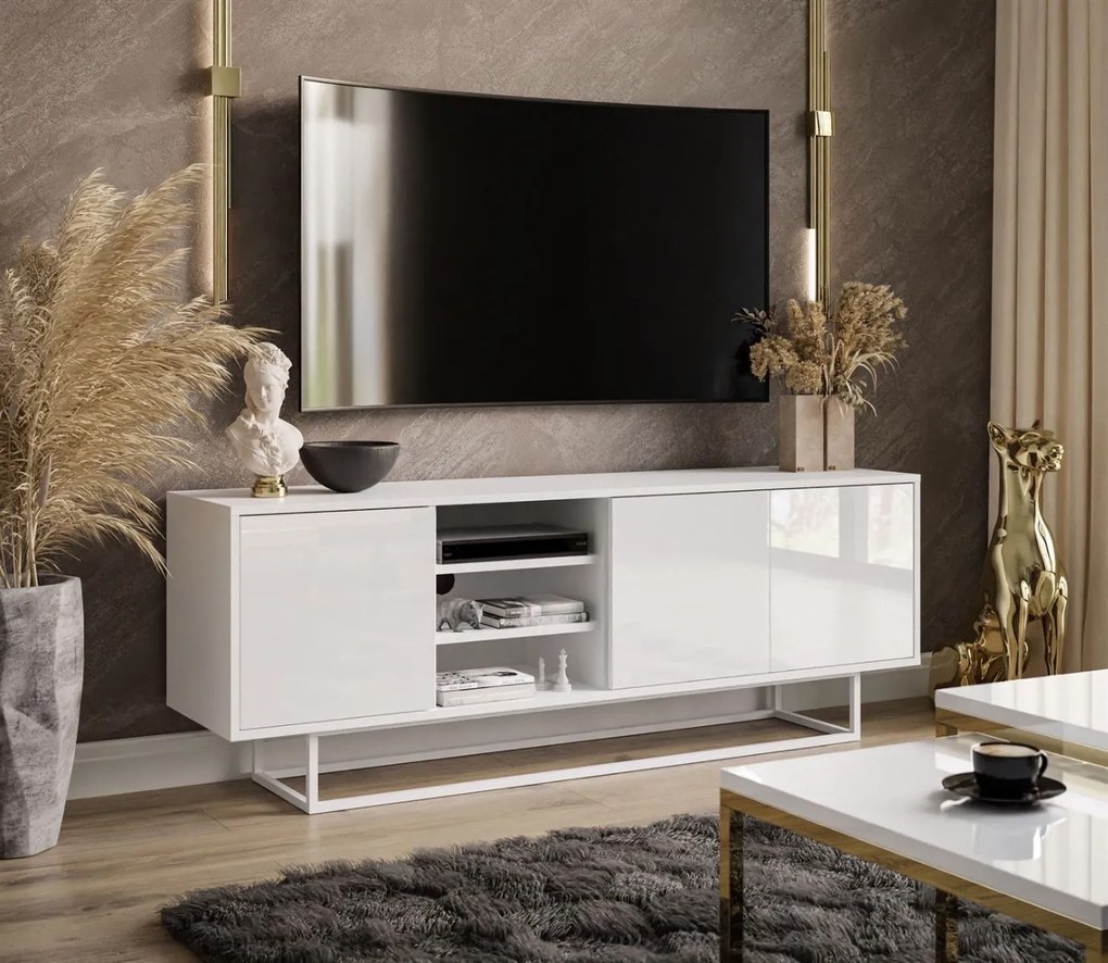 TV STOLIK ALWIN BIELY LESK + BIELY POSTAVEC 156 cm